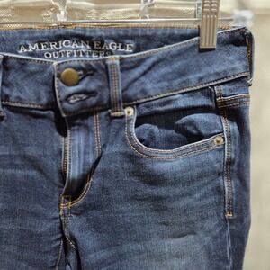 American Eagle Artist Crop Jeans Womens 4 Regular Dark Wash Super Stretch Denim